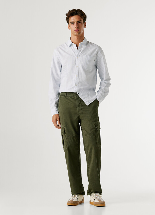 REGULAR FIT TWILL CARGO TROUSERS