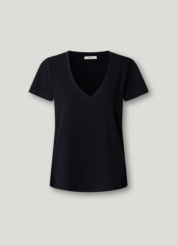 V-NECK EMBROIDERED LOGO T-SHIRT