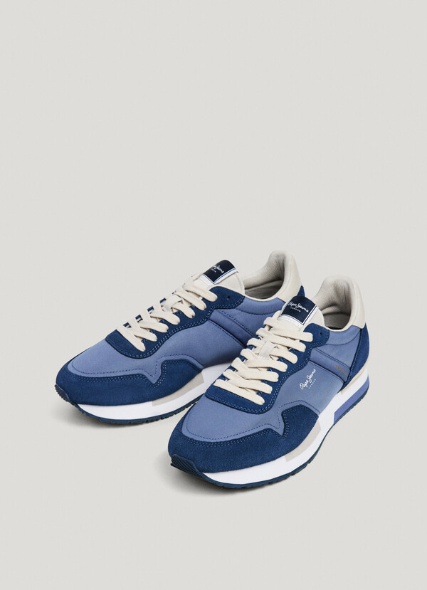 HAILON - LEATHER TRAINERS WITH SUEDE DETAILS 