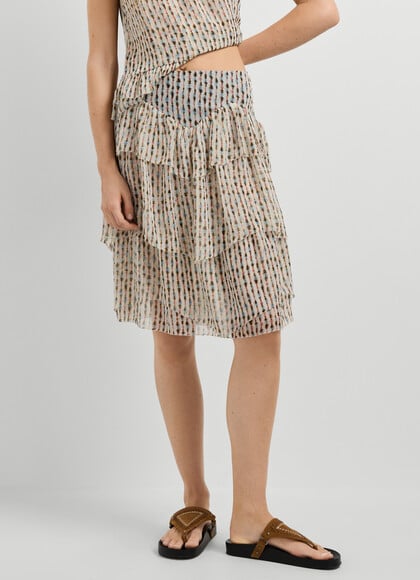 RUFFLED MIDI SKIRT