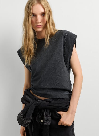 T-SHIRT WITH STUD DETAIL