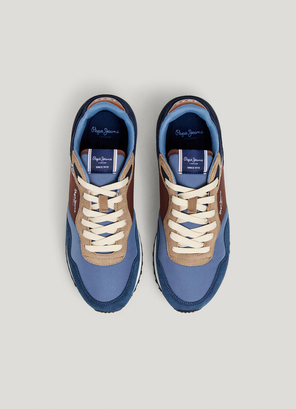 SNEAKERS IN PELLE CON DETTAGLI IN CAMOSCIO - LONDON