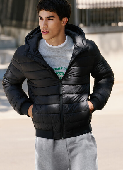 HOODED PADDED PUFFER JACKET