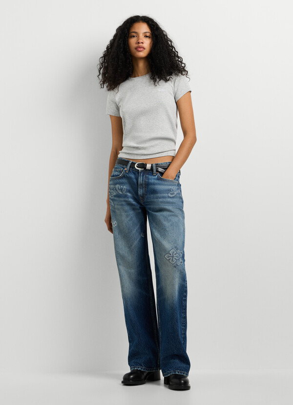 RIBBED EMBROIDERED LOGO T-SHIRT