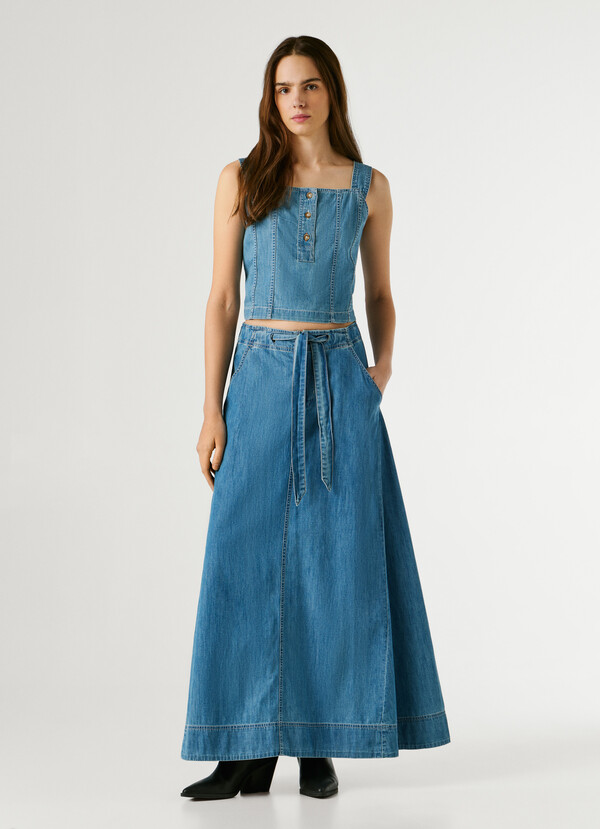 REGULAR FIT DENIM MAXI SKIRT