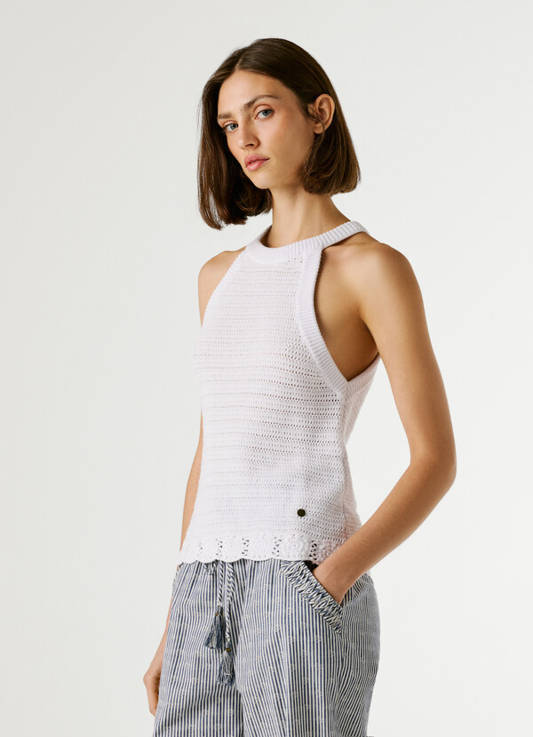 CROCHET HALTER NECK TOP