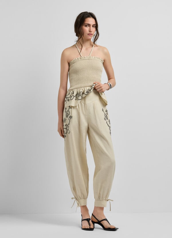 WIDE LEG LINEN TROUSERS