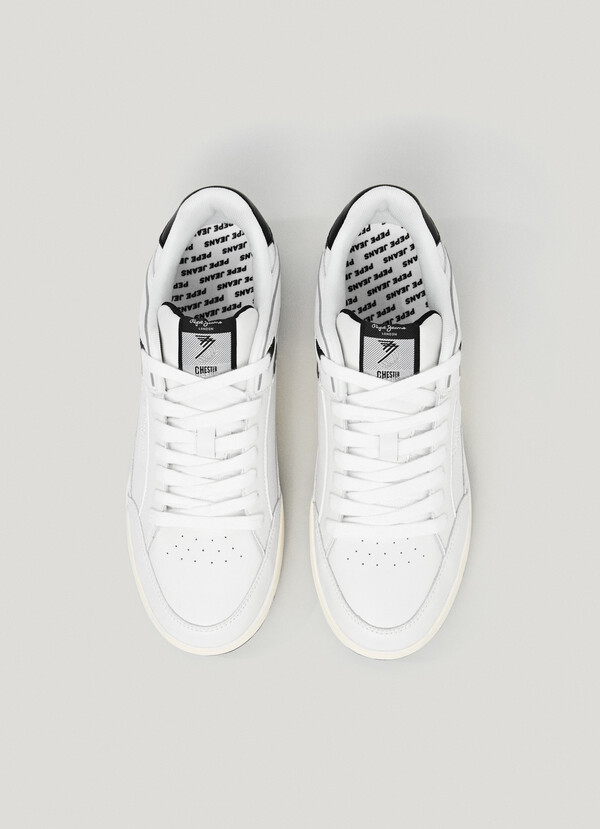 LEATHER TRAINERS WITH CUPSOLE SOLE - CHESTER