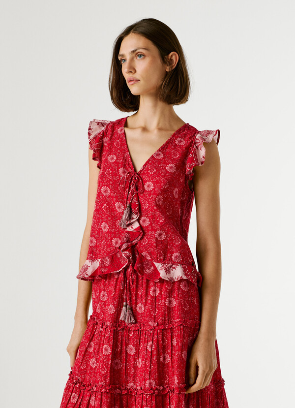 V-NECK FLORAL PRINT TOP