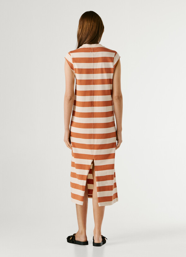 STRIPED MIDI DRESS