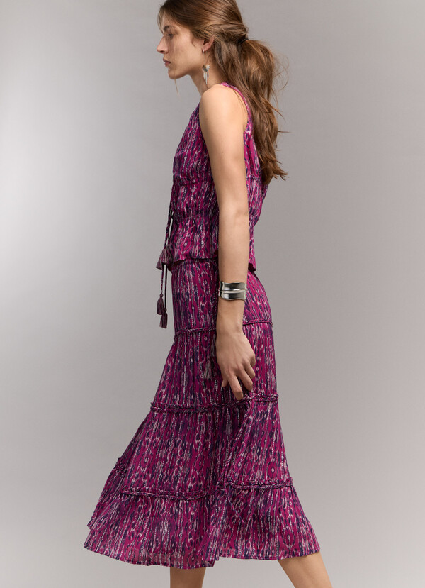 ABSTRACT PRINT MIDI SKIRT