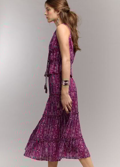 ABSTRACT PRINT MIDI SKIRT