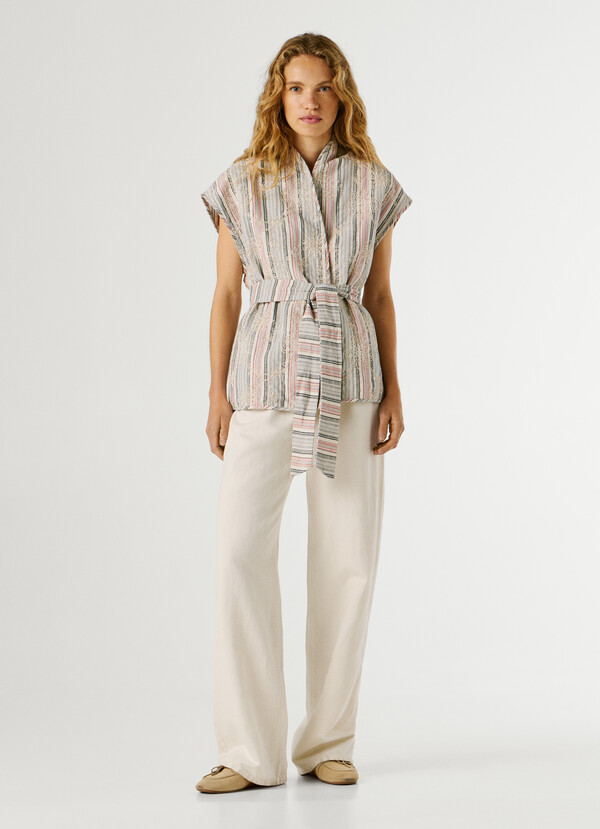 STRIPED WAISTCOAT WITH BELT