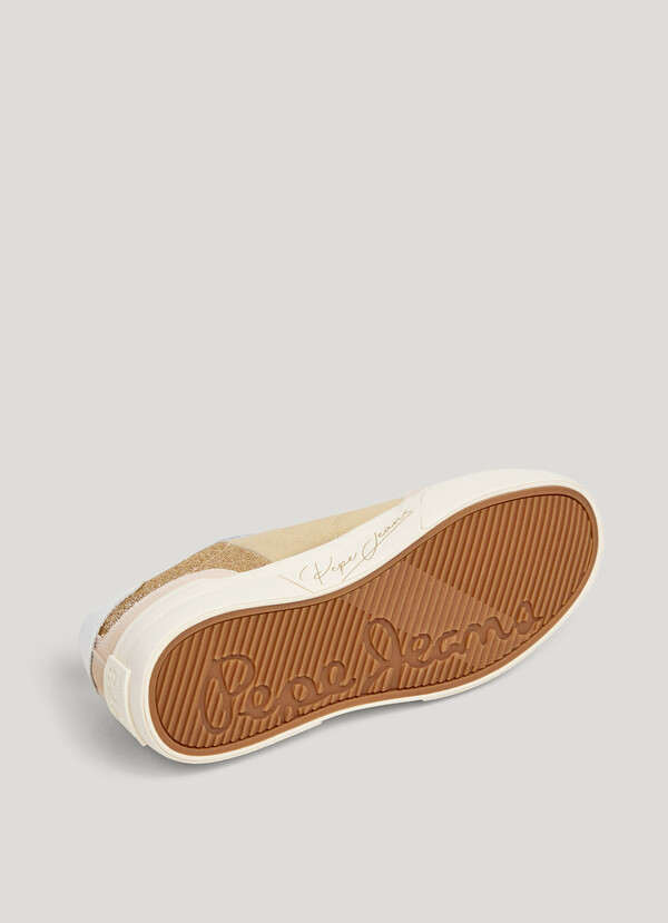 GOLDEN TRAINERS WITH ANIMAL PRINT DETAILS