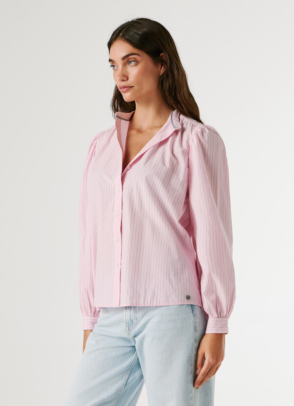 STRIPED POPLIN BLOUSE