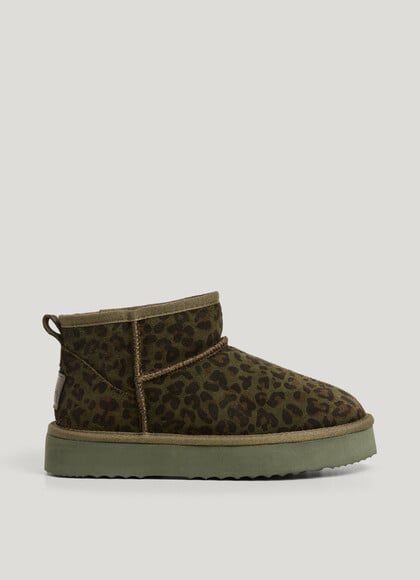 SUEDE ANIMAL PRINT ANKLE BOOTS