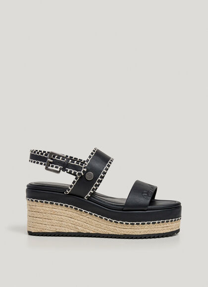 WEDGE SANDALS WITH BUCKLE CLOSURE