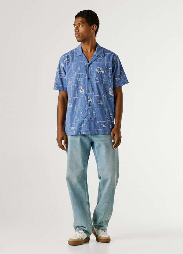 POPLIN SHIRT WITH CUBAN COLLAR