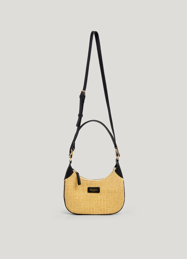 Crescent-Shaped Raffia Handbag