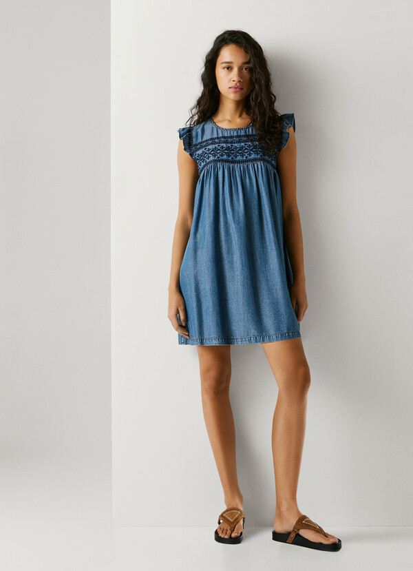EMBROIDERED DETAIL MINI DRESS