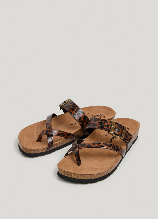 ANIMAL PRINT SANDALS WITH BUCKLE