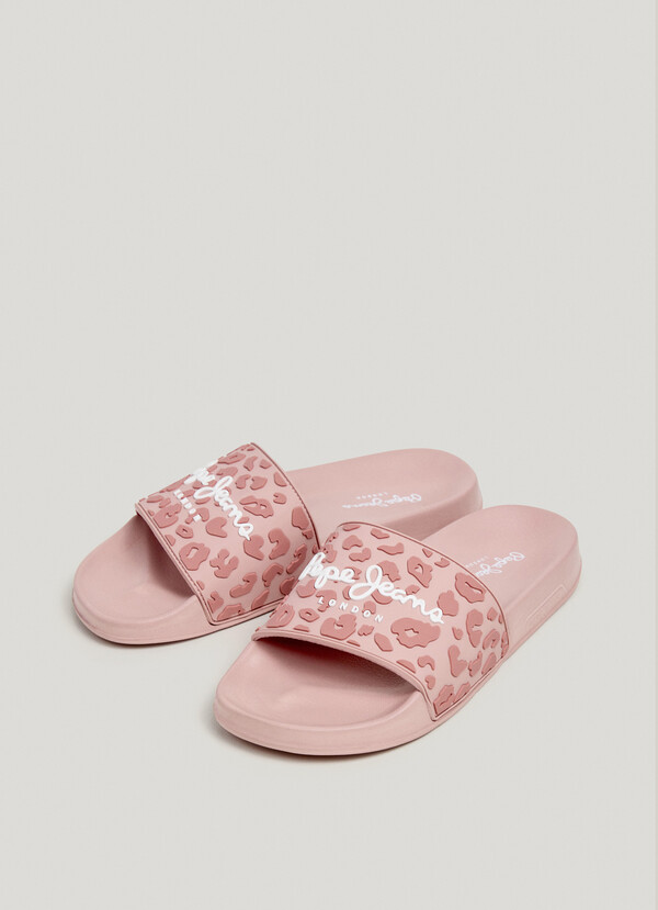 ANIMAL PRINT SLIDER SANDALS