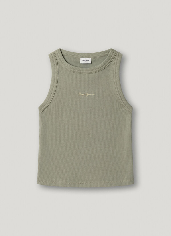 RIBBED LOGO PRINT T-SHIRT