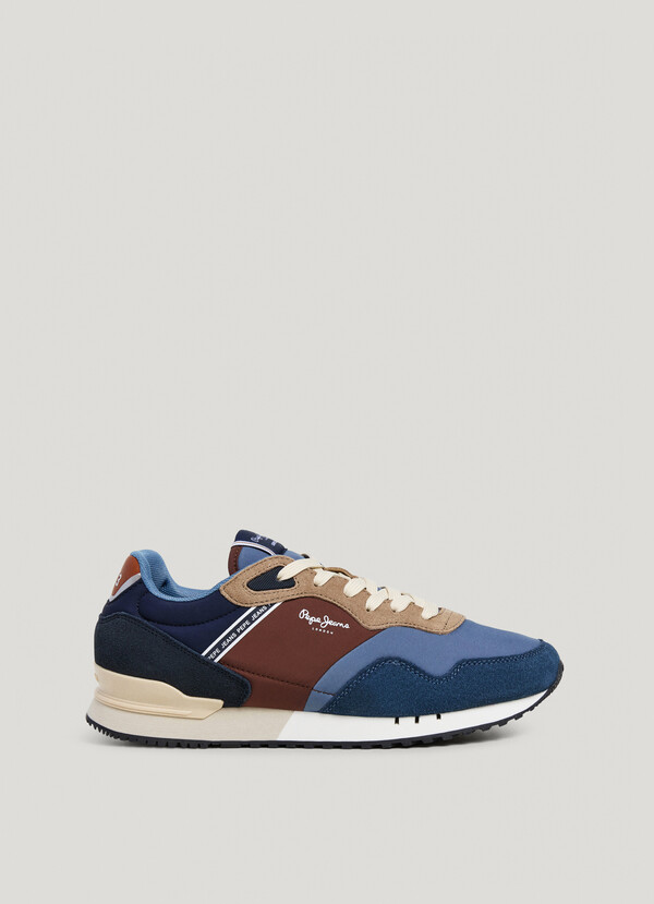 SNEAKERS IN PELLE CON DETTAGLI IN CAMOSCIO - LONDON
