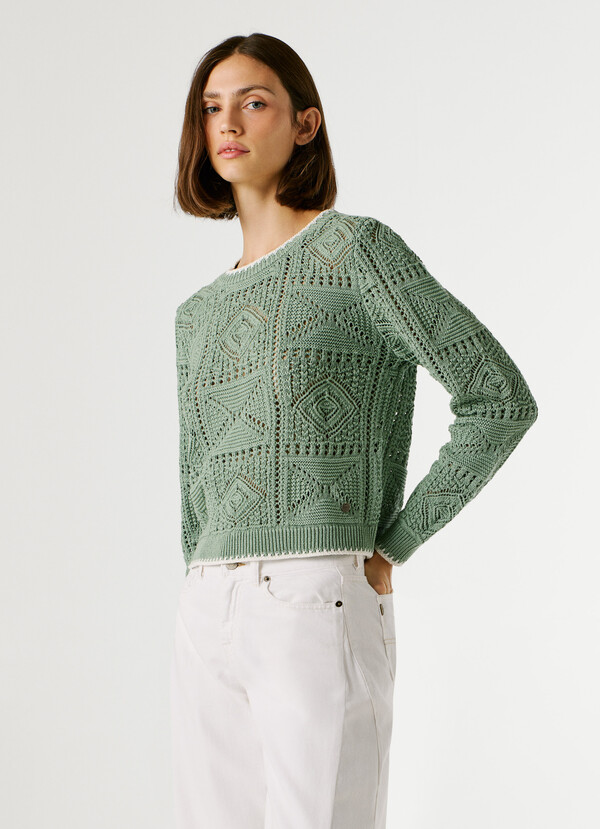 CREW NECK OPENWORK JUMPER