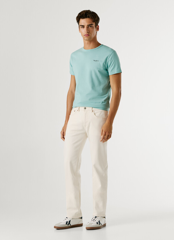 STRAIGHT FIT MID-RISE JEANS - CASH