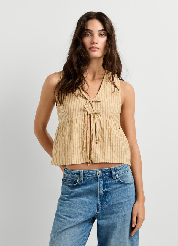 SLEEVELESS STRIPED BLOUSE