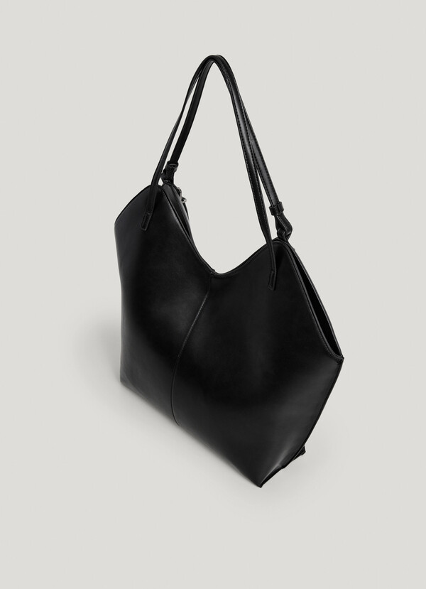LEATHER EFFECT TOTE BAG WITH STUDS
