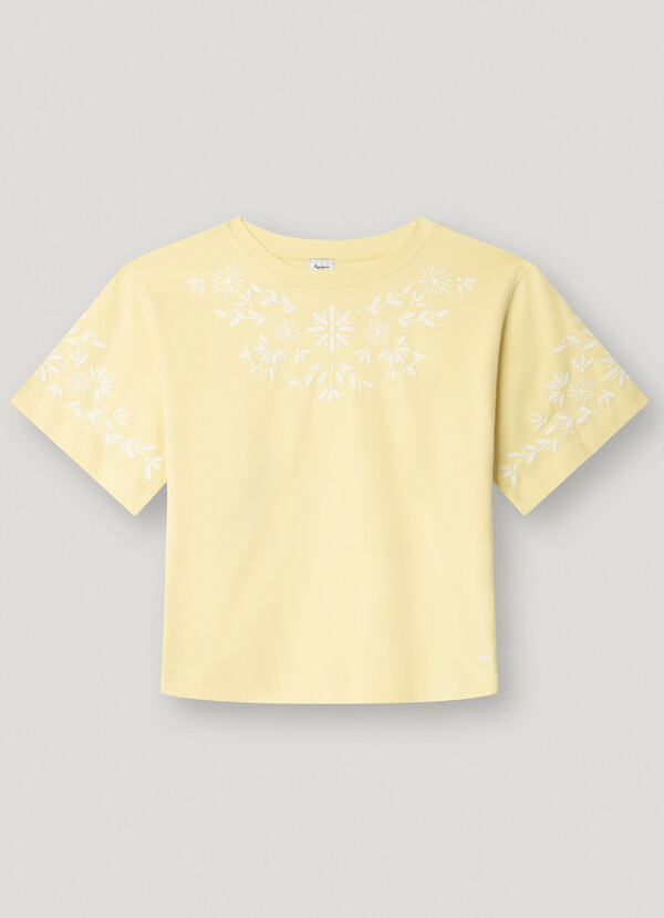 RELAXED FIT FLORAL EMBROIDERY T-SHIRT