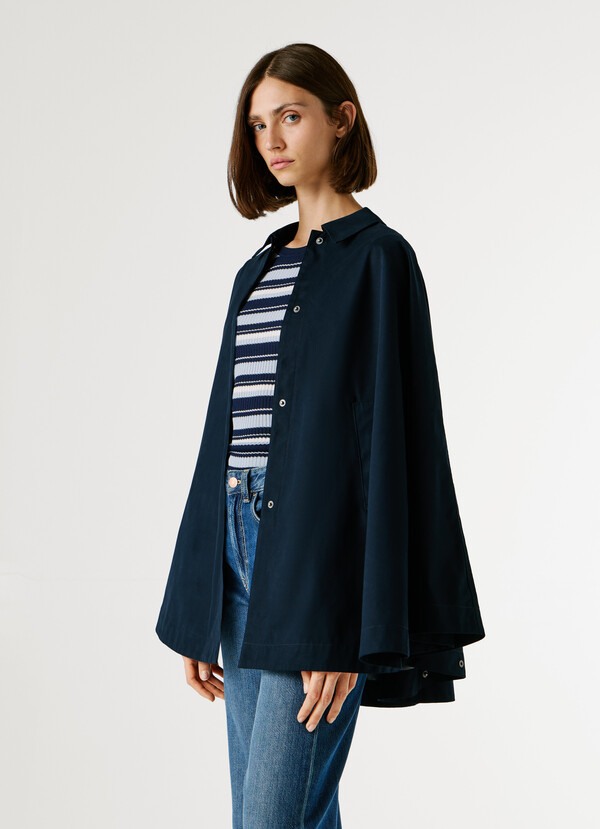 CAPE COAT WITH SHIRT COLLAR