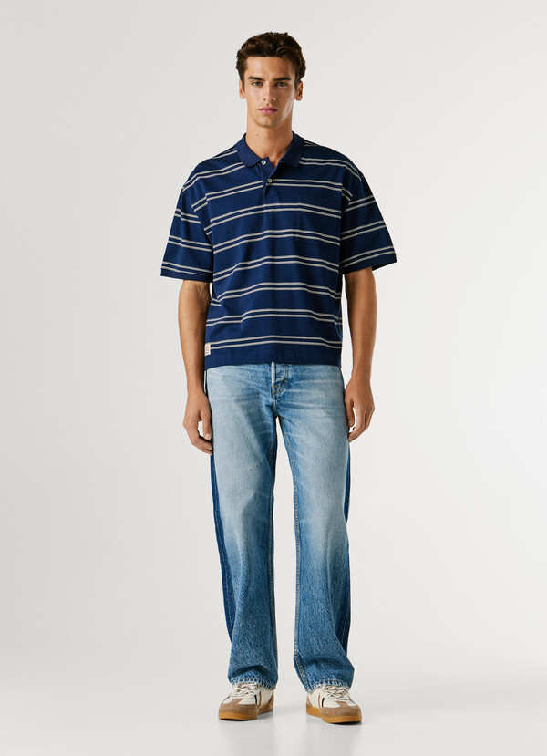 WIDE FIT STRIPED POLO