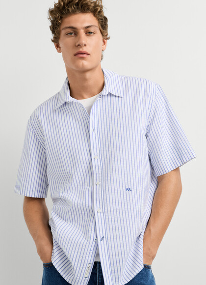 SEERSUCKER STRIPED CASUAL FIT SHIRT