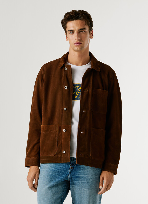 SUEDE JACKET WITH BUTTON-UP FASTENING