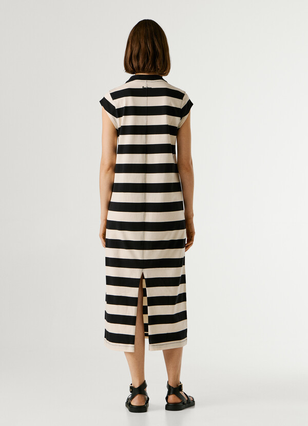 STRIPED MIDI DRESS