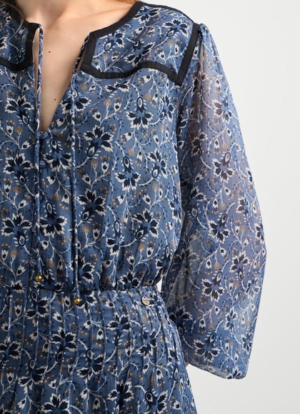 FLORAL PRINT CHIFFON MINI DRESS