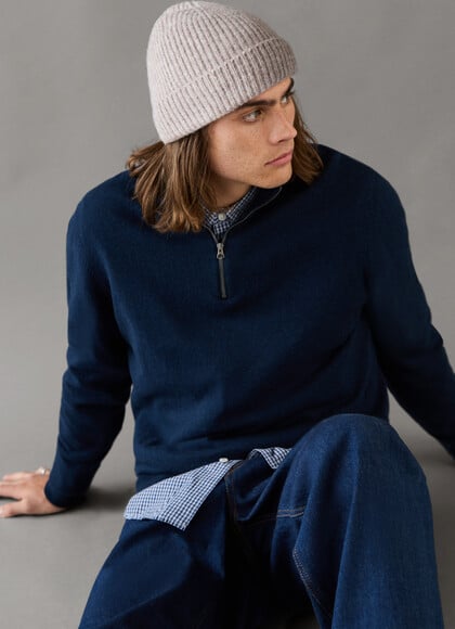 REGULAR FIT HALF-ZIP KNIT JUMPER