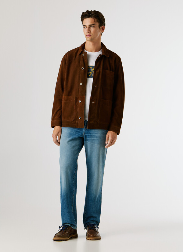 SUEDE JACKET WITH BUTTON-UP FASTENING
