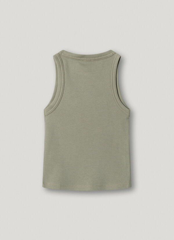RIBBED LOGO PRINT T-SHIRT