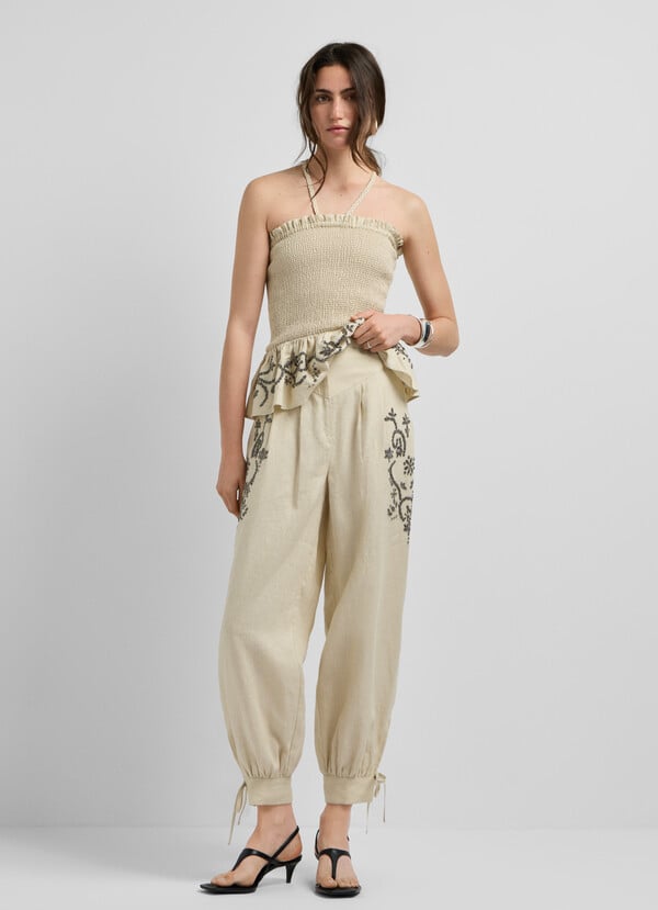 WIDE LEG LINEN TROUSERS