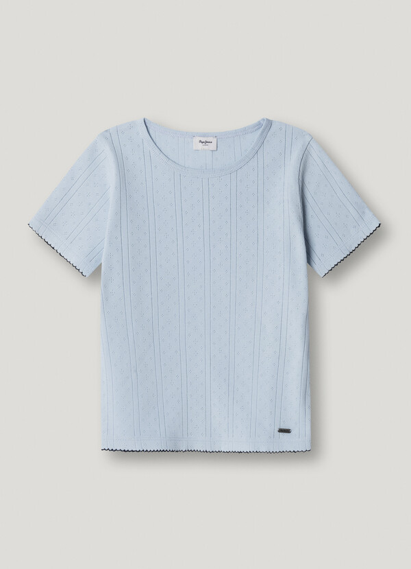 CREW NECK POINTELLE TOP