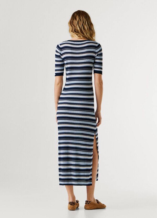 RIBBED STRIPED MAXI DRESS