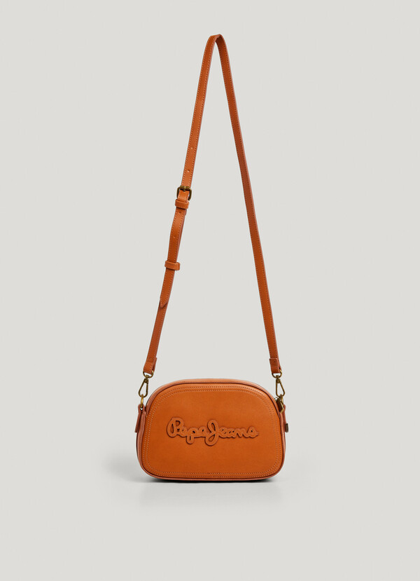 LEATHER EFFECT SHOULDER BAG WITH LOGO