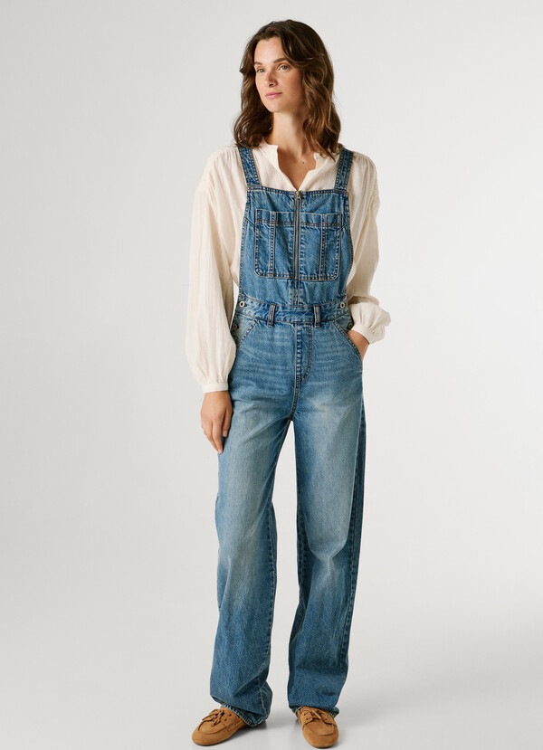 REGULAR FIT DENIM MAXI DUNGAREES