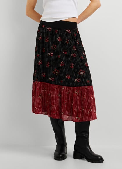 FLORAL PRINT MIDI SKIRT