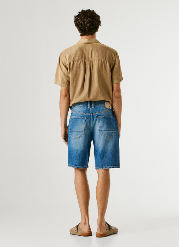 TAPER FIT DENIM BERMUDA SHORTS