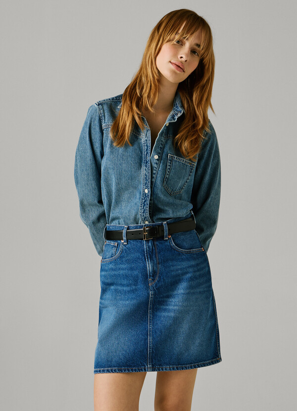 REGULAR FIT DENIM MINI SKIRT